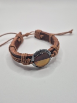 Bransoletka skórzana z bursztynem