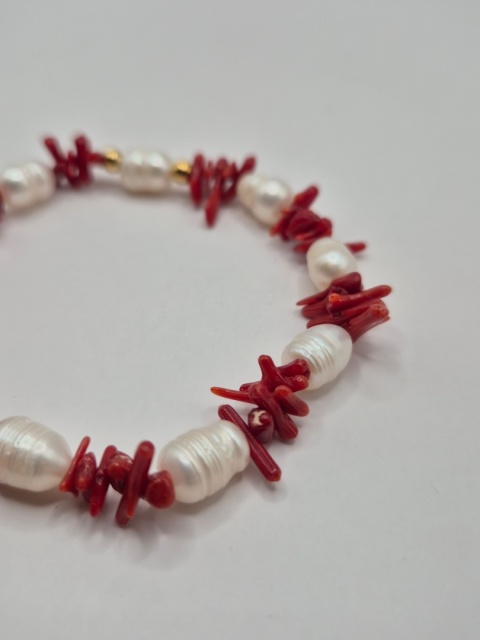 Bransoletka perła i koral