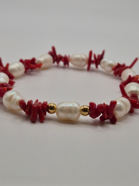 Bransoletka perła i koral