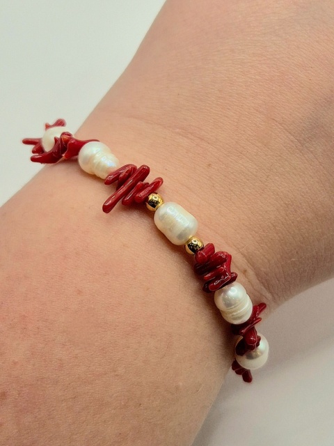 Bransoletka perła i koral