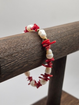 Bransoletka perła i koral