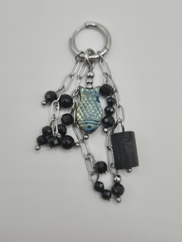 Kolczyki 'rybki' z czarnym turmalinem