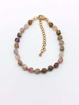 Bransoletka z fluorytu i złotych przeplotek