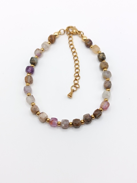 Bransoletka z fluorytu i złotych przeplotek