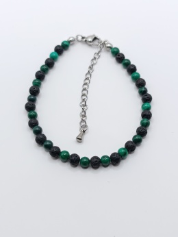 Bransoletka z lawy i malachitu