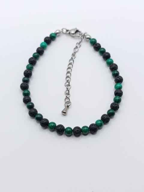 Bransoletka z lawy i malachitu