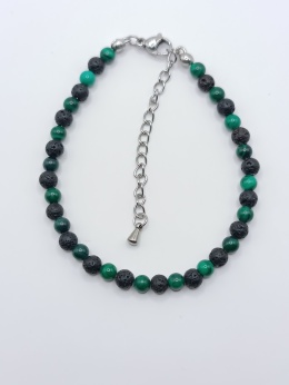 Bransoletka z lawy i malachitu