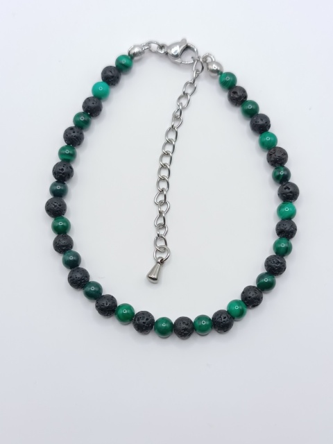 Bransoletka z lawy i malachitu