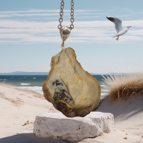 Zawieszka plaster bursztynu jasna