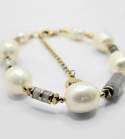 Elegancka bransoletka z dużych, naturalnych pereł i labradorytu
