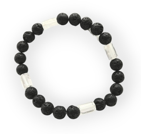 Bransoletka z lawy i kryształu górskiego